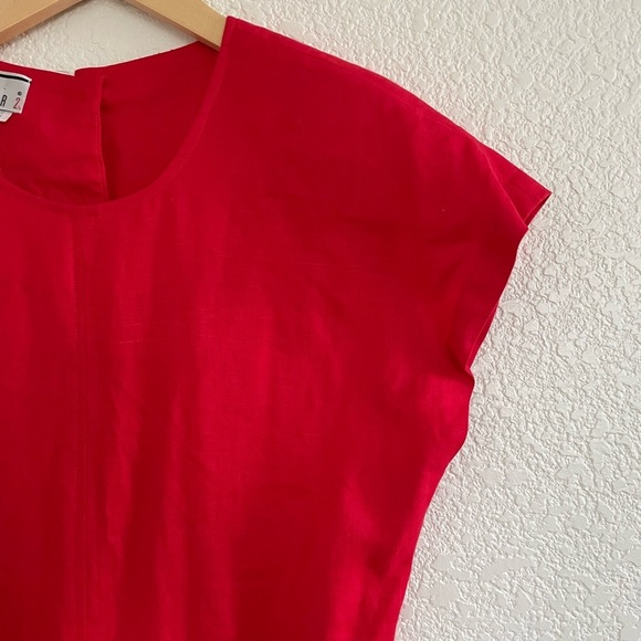 Kenar | Vintage red cap sleeve shoulder pads dress size 6 - Picture 3 of 7